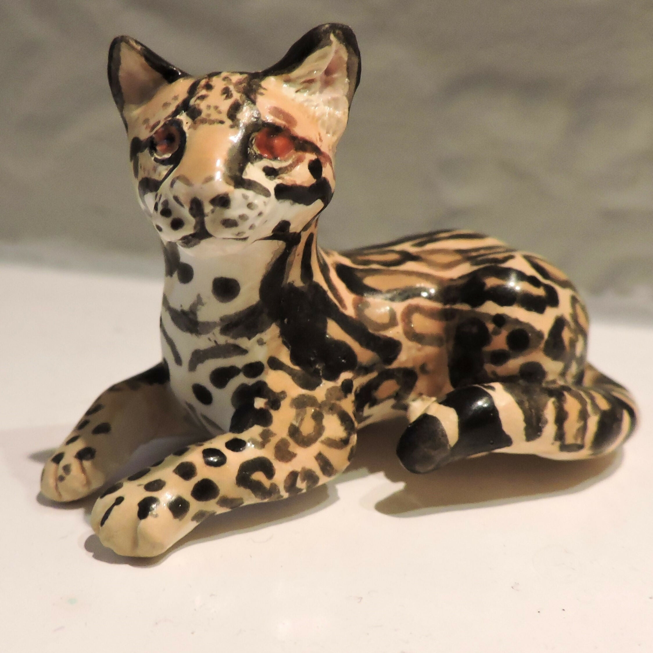 Ceramic Ocelot sculpture