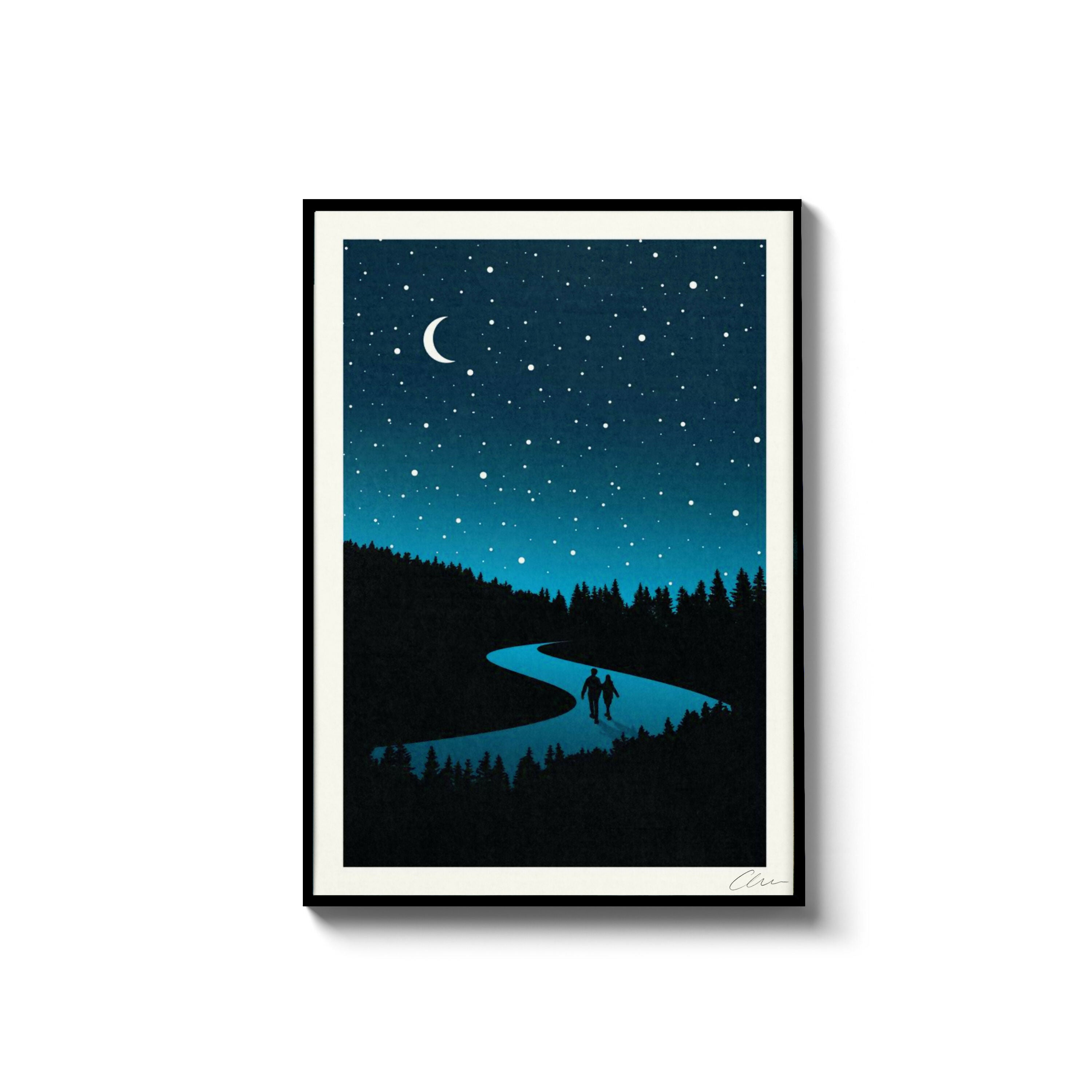 Midnight Walk In The Woods, A4 Print