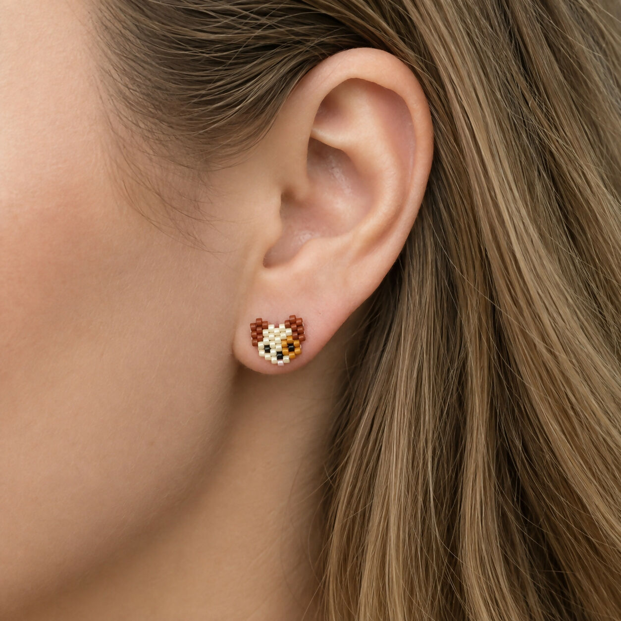 Handmade Beaded Stud Earrings - Pixel Animals, Various Designs