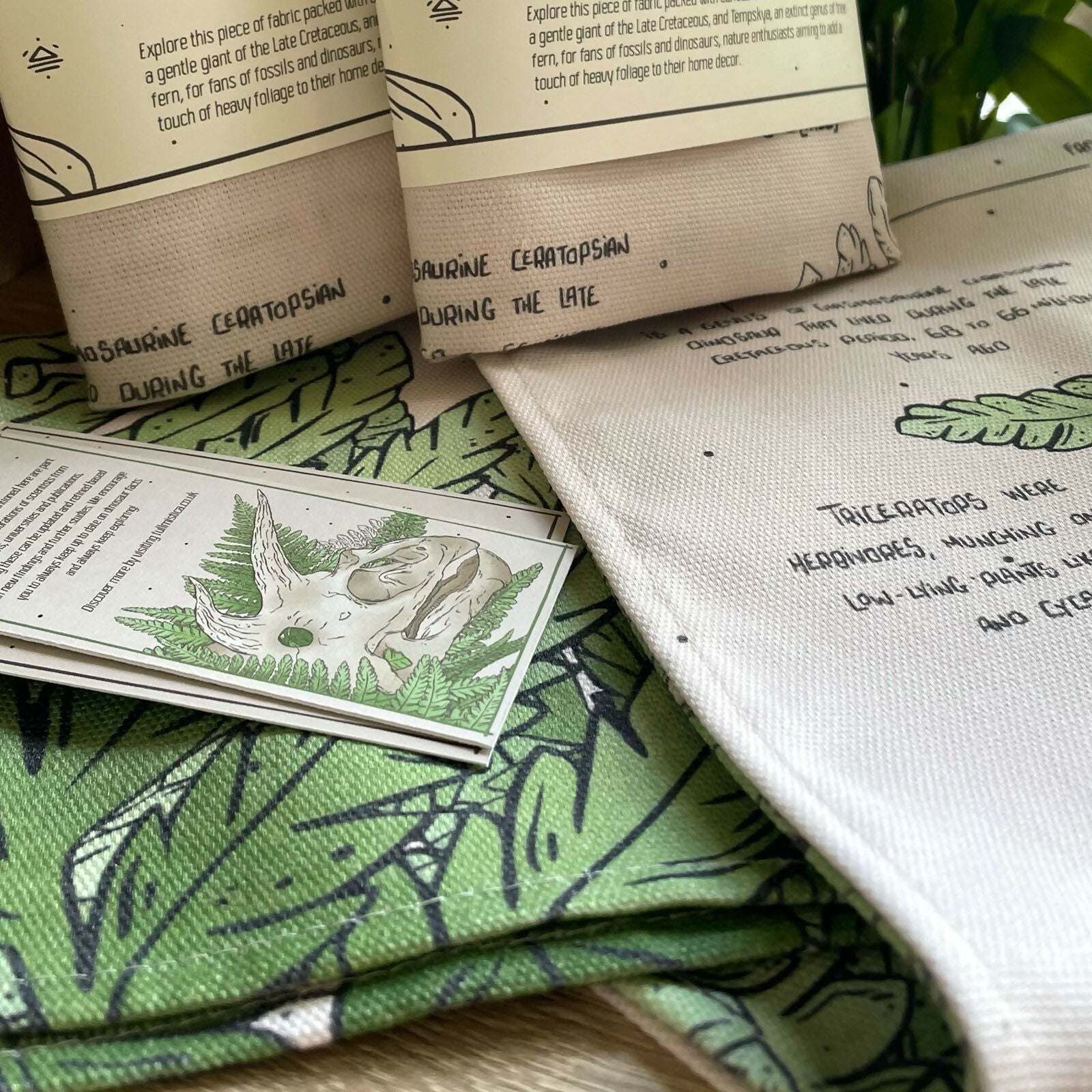 Triceratops & Ferns Compendium Tea Towel
