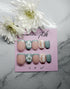Reusable Green And White French Tip With Flowers Handmade Press On Nails