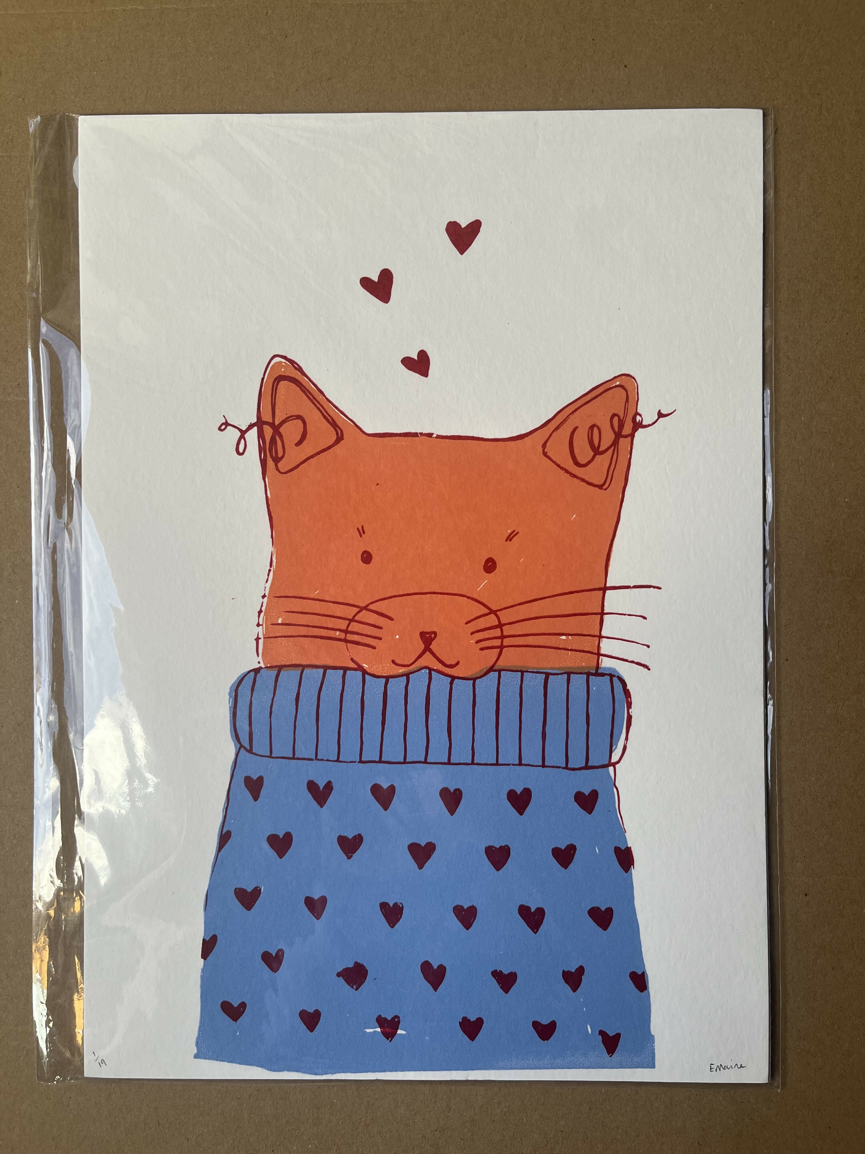 A4 print - Cat In A Cosy Jumper