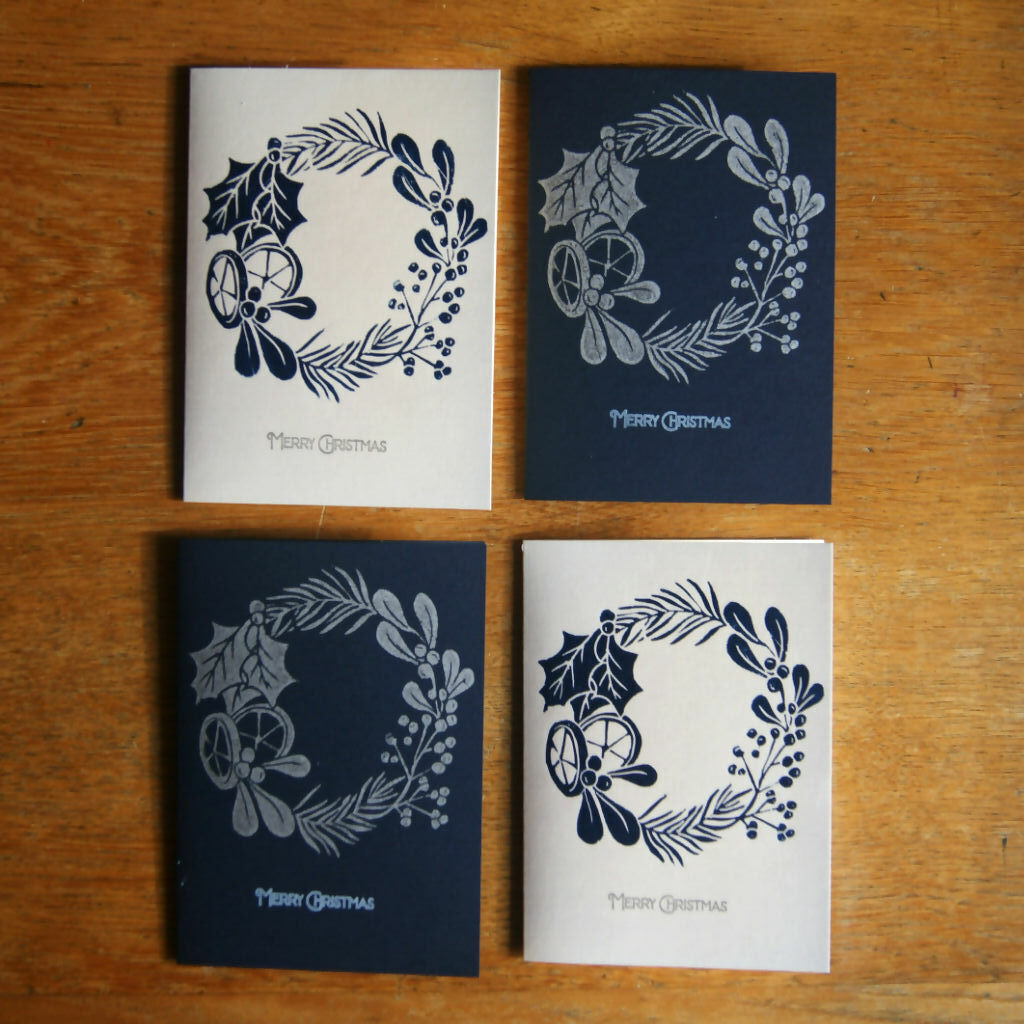 Vintage Wreath Christmas card pack