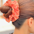 Orange Fan Motifs Double Layer Scrunchie