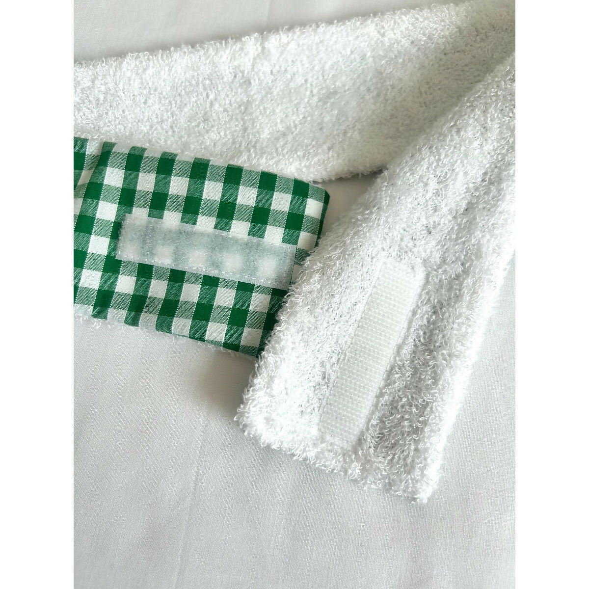 Green Gingham Makeup Spa Headband with Adjustable Velcro Strap