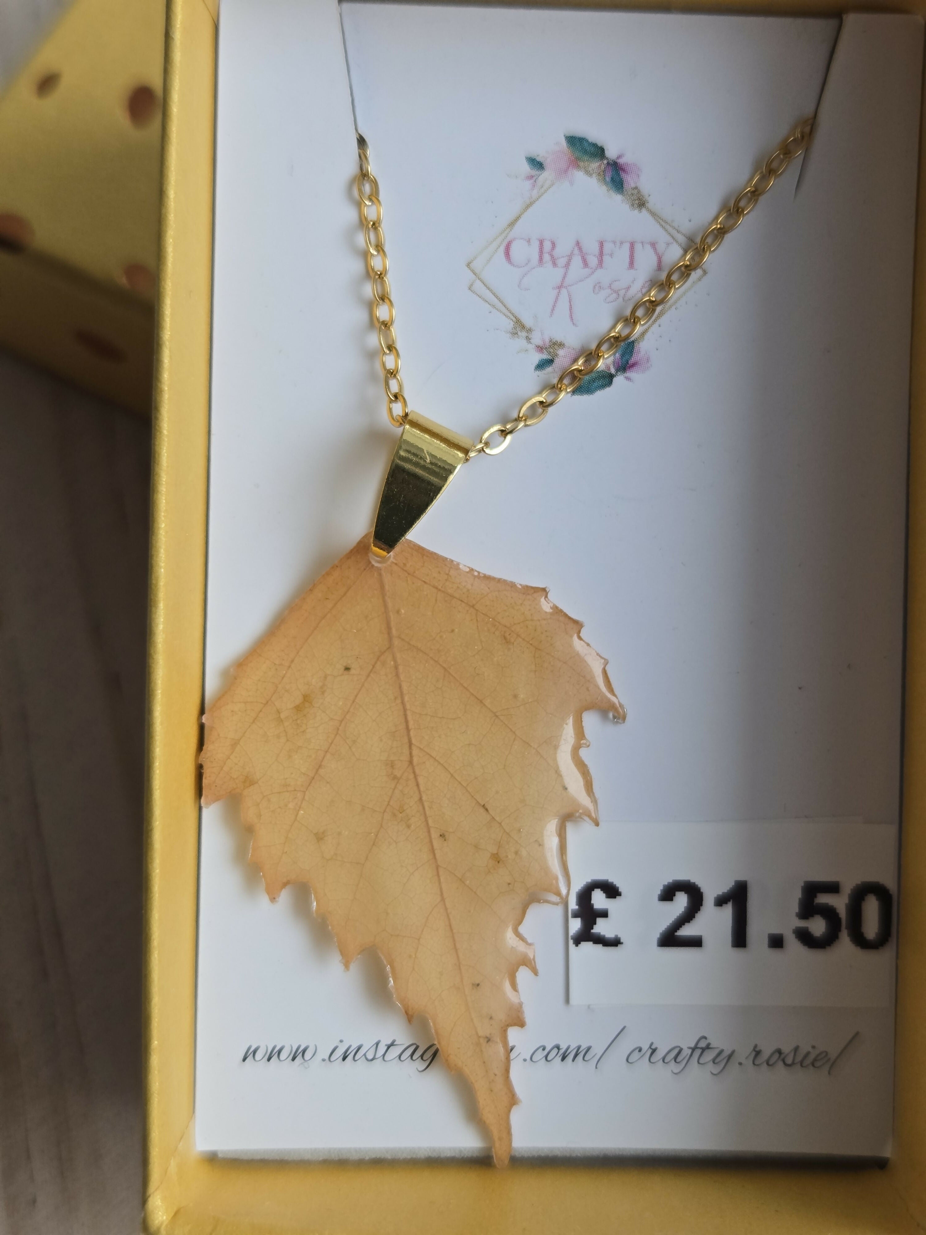 Stainless Steel Real Dried Leaf Necklace