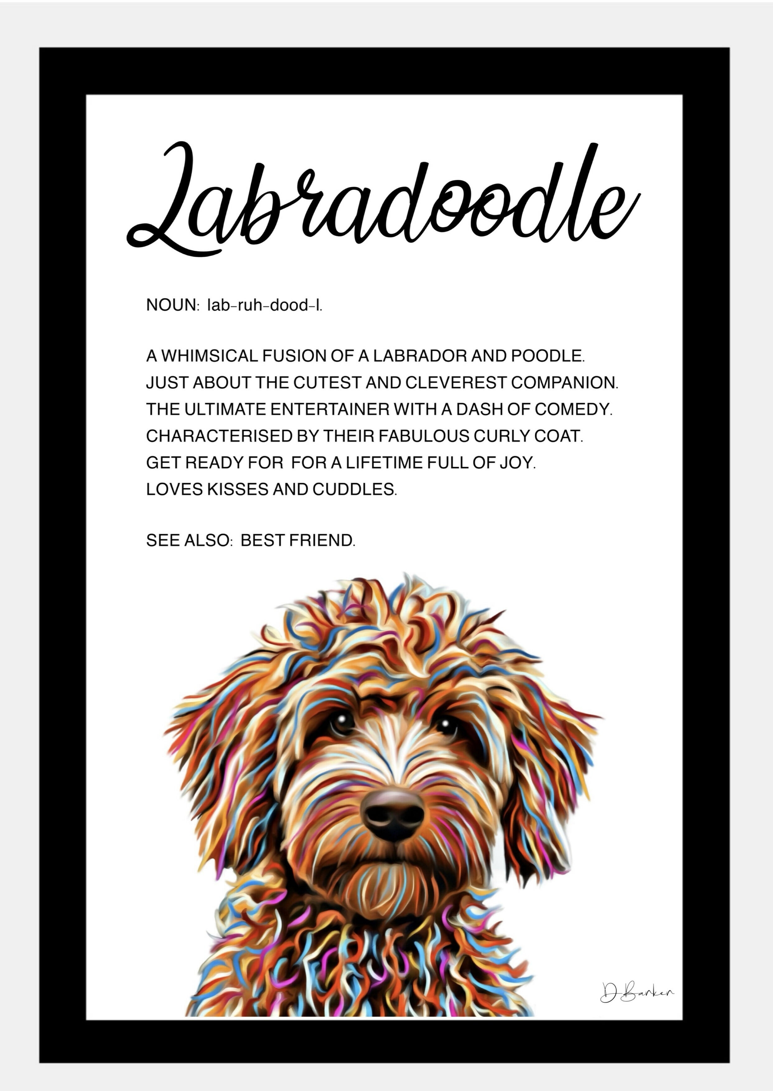 Labradoodle - Definition Quote - Framed Artwork.