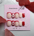 Reusable Red And White French Tip With Flowers Handmade Press On Nails