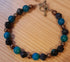 Gemstone Bracelet with Bronze Toggle Catch, and Copper Hematite, Navy Faceted Goldstone and Chrysocolla.