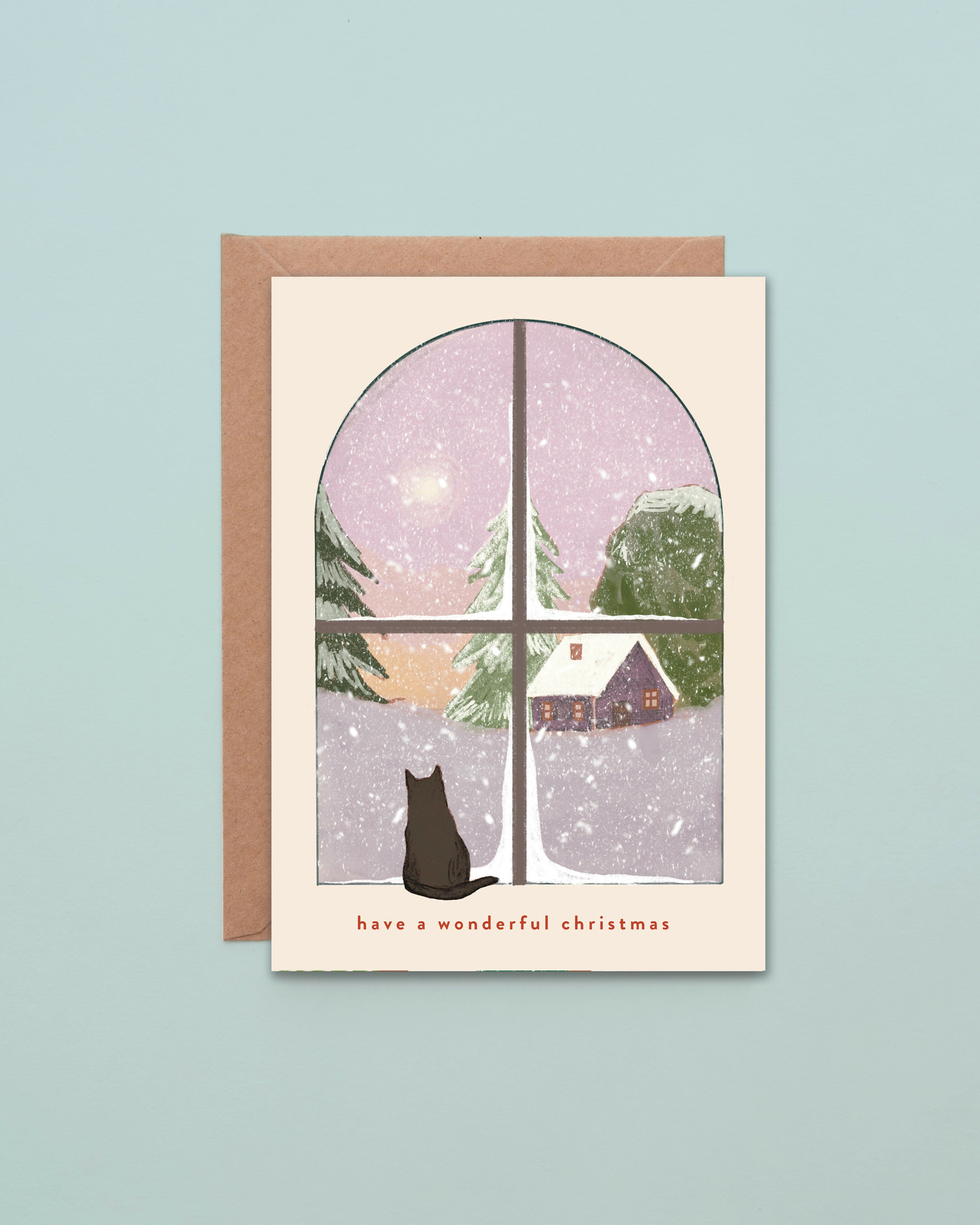 Cat Window Christmas Card