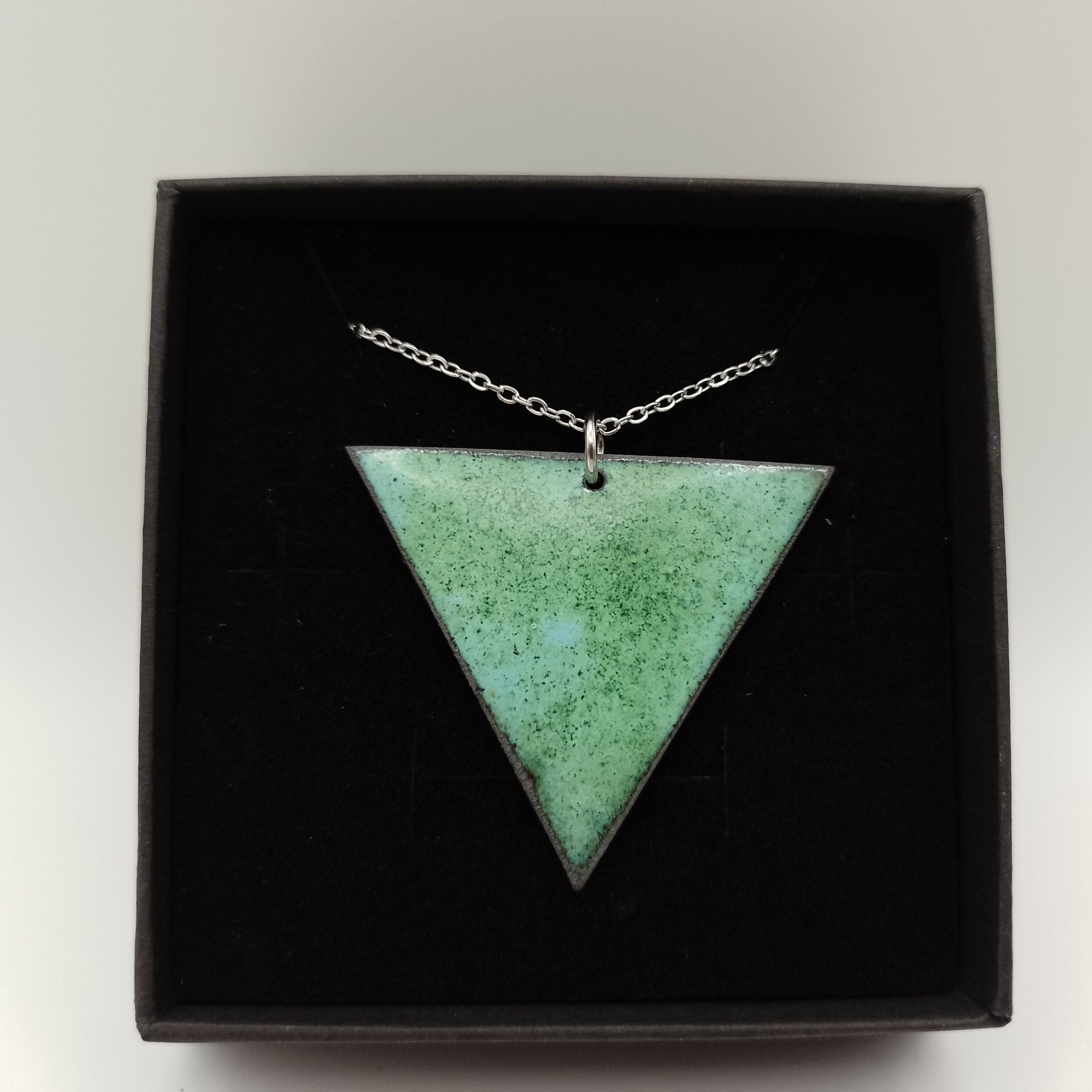 Powder Blue with Green Sprinkled Triangle Pendant