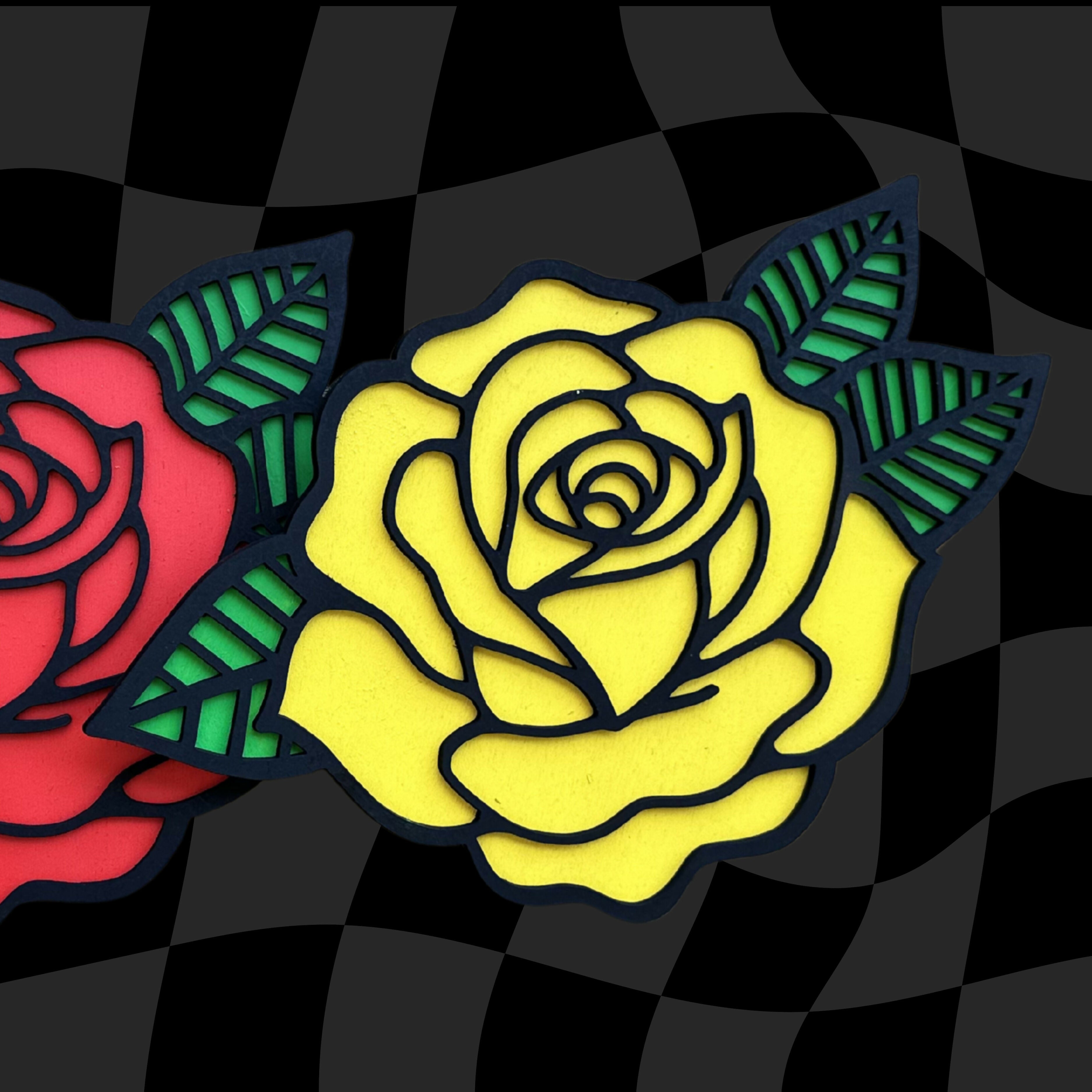 Traditional Rose Wall Art - Hand-Painted Wooden Wall Decor