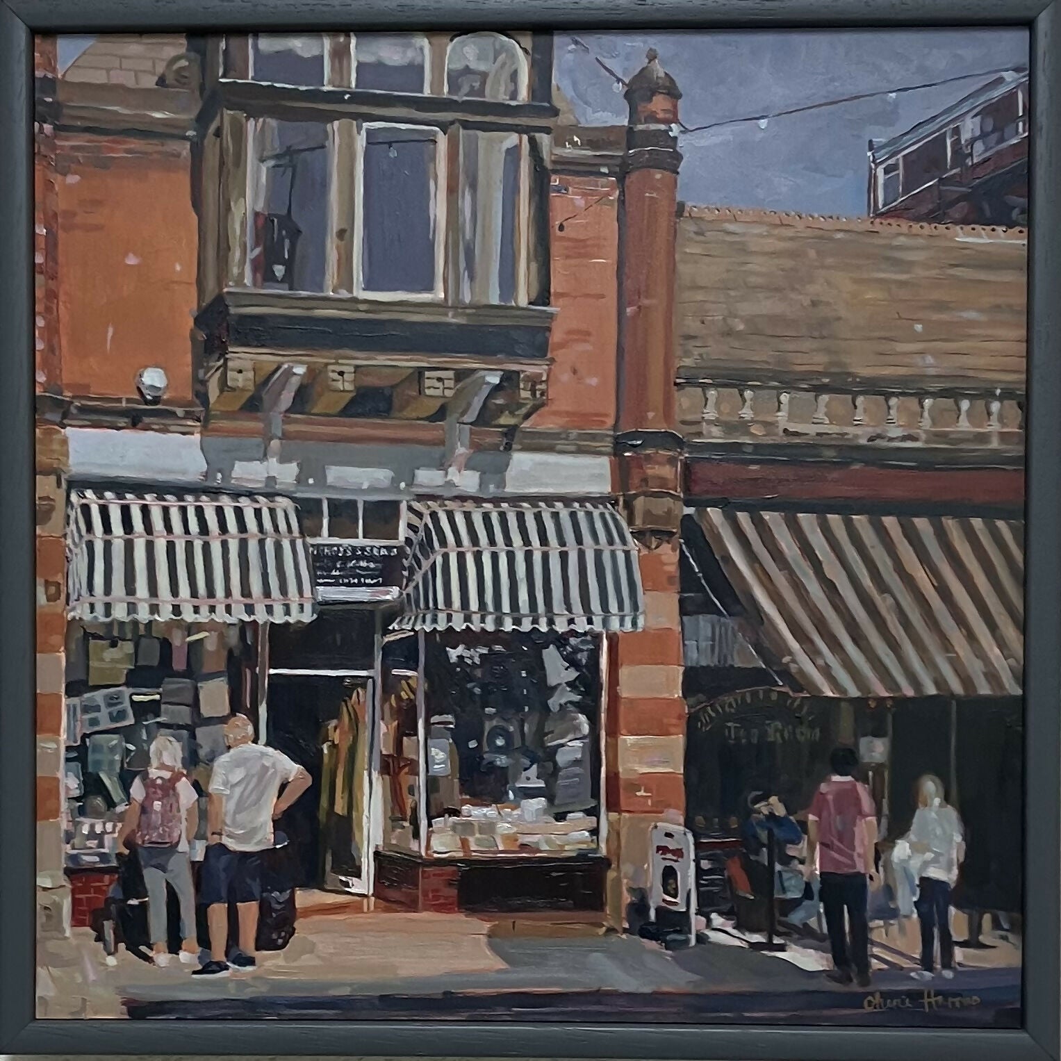 Filey Shops. Original Framed 30cm x 30cm Oil Painting