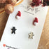Handmade Christmas Stud Earrings / Set of 2 pairs of Studs / Handmade Polymer Clay Jewellery