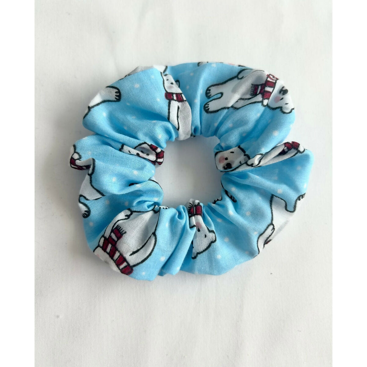 Blue Polar Bear Christmas Hair Scrunchie