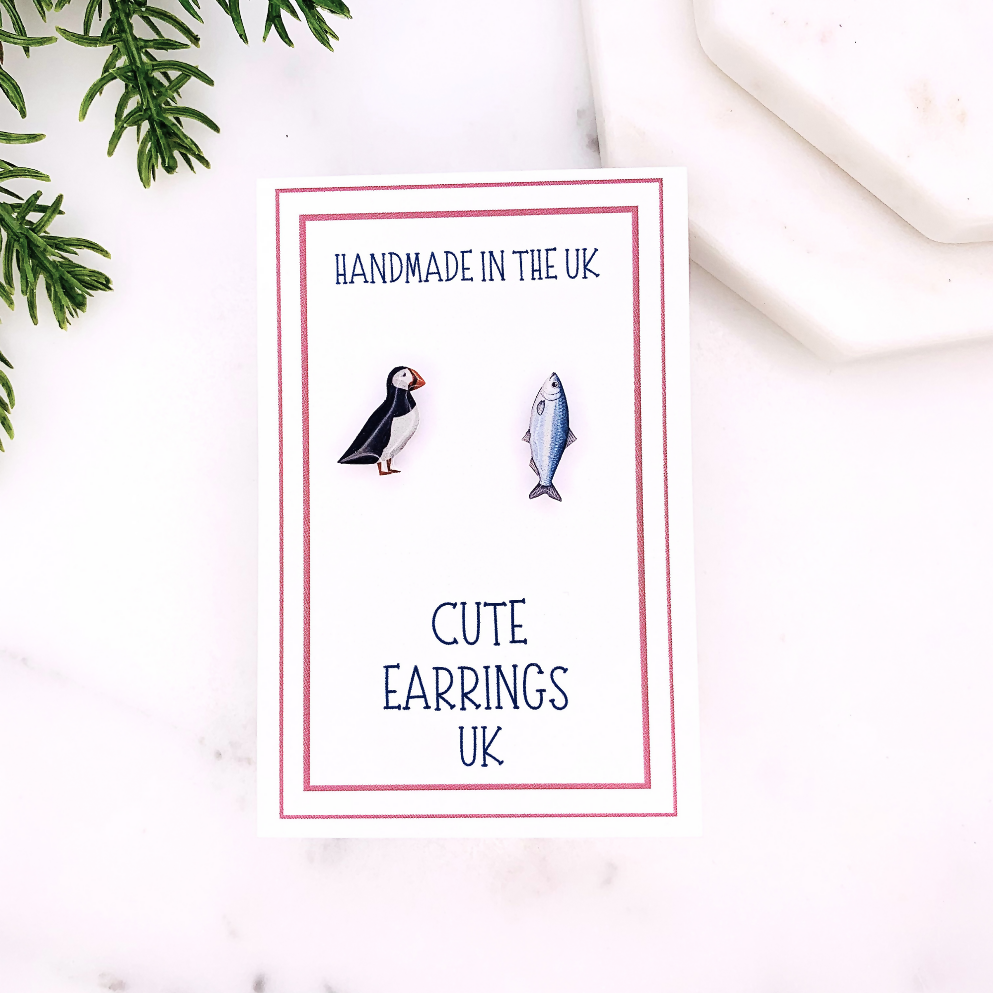 Puffin & Sardine Mismatched Stud Earrings