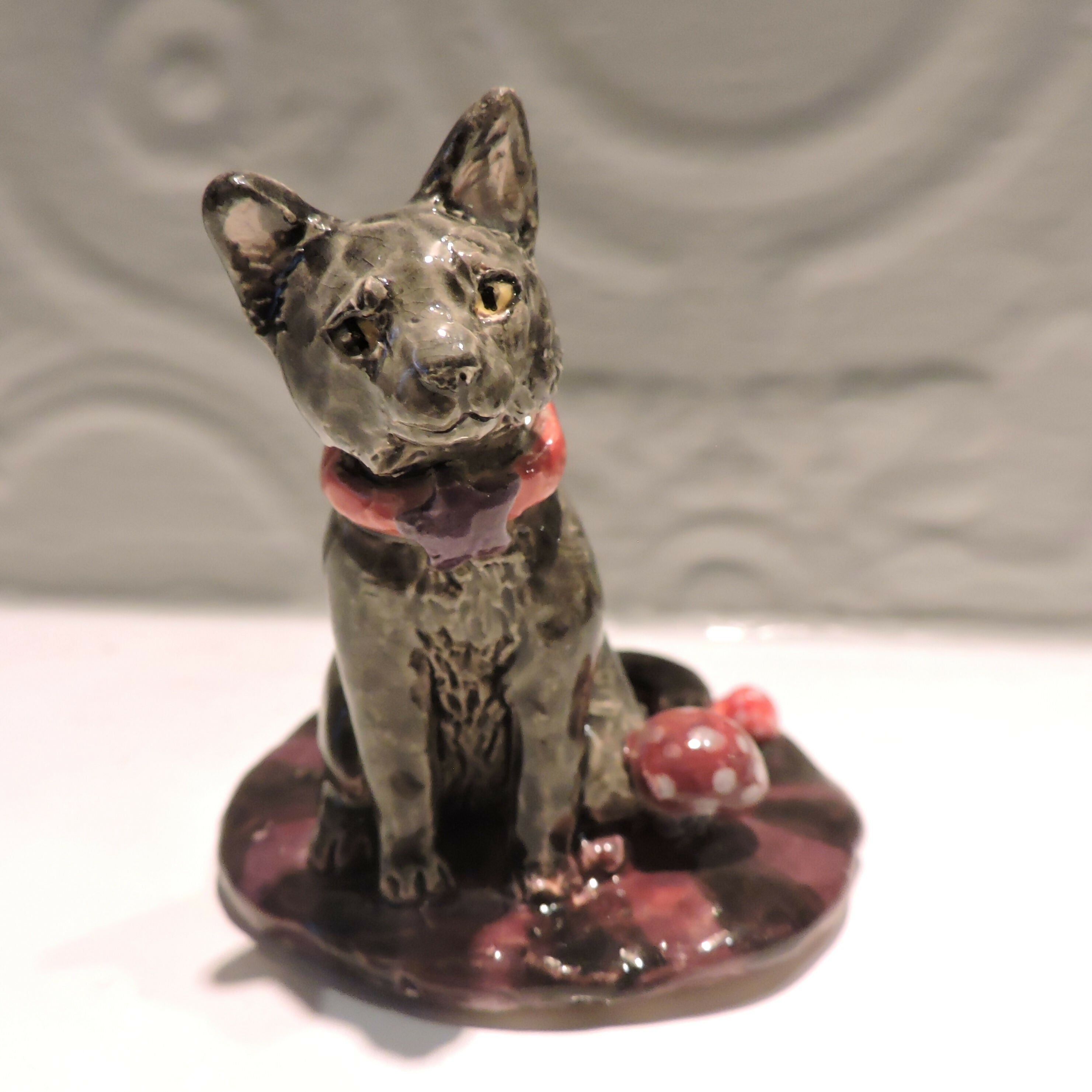 Ceramic Witches cat sculpture
