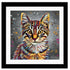 TABBY CAT COLOUR SPLASH FRAMED ARTWORK.