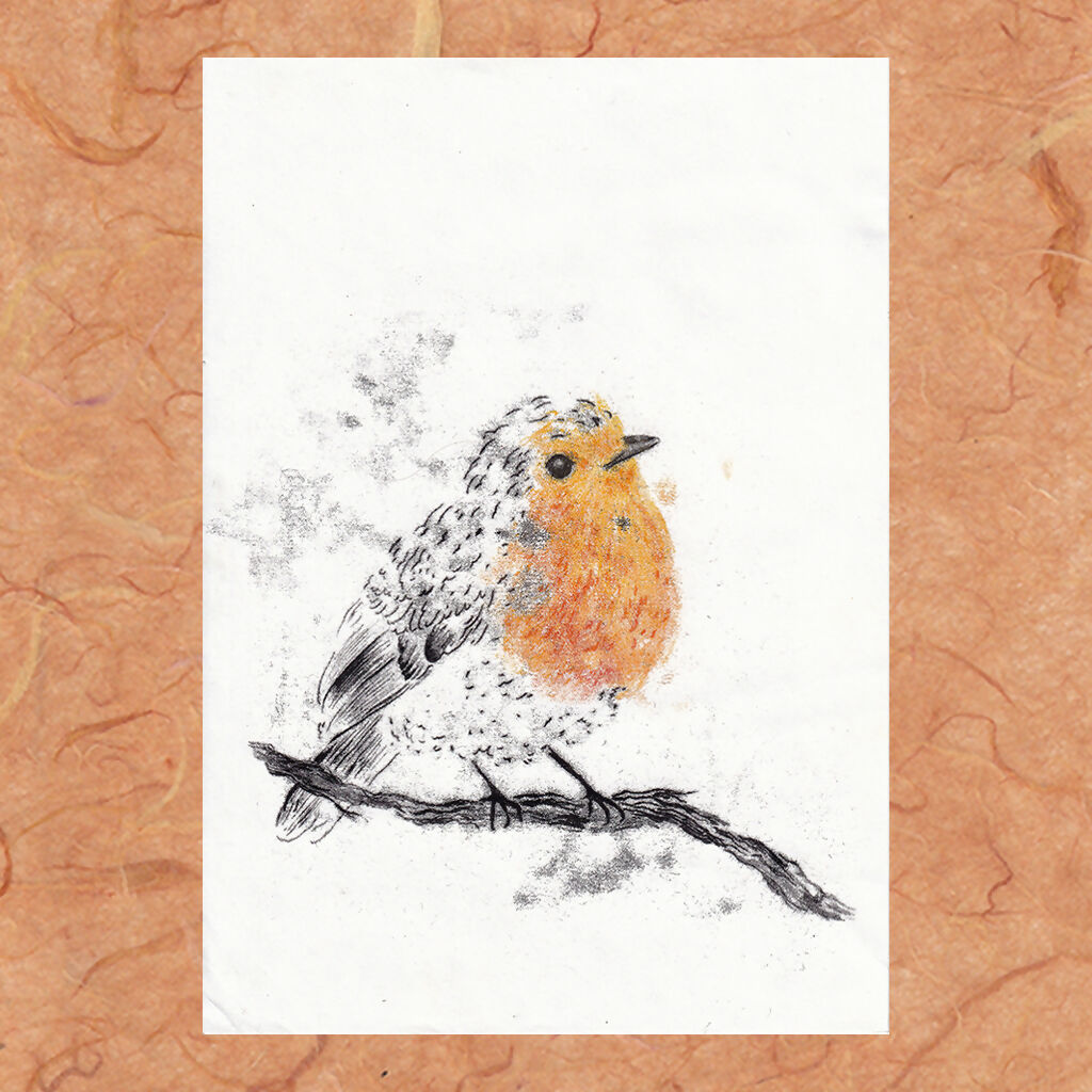 Robin A4 Original Monoprint