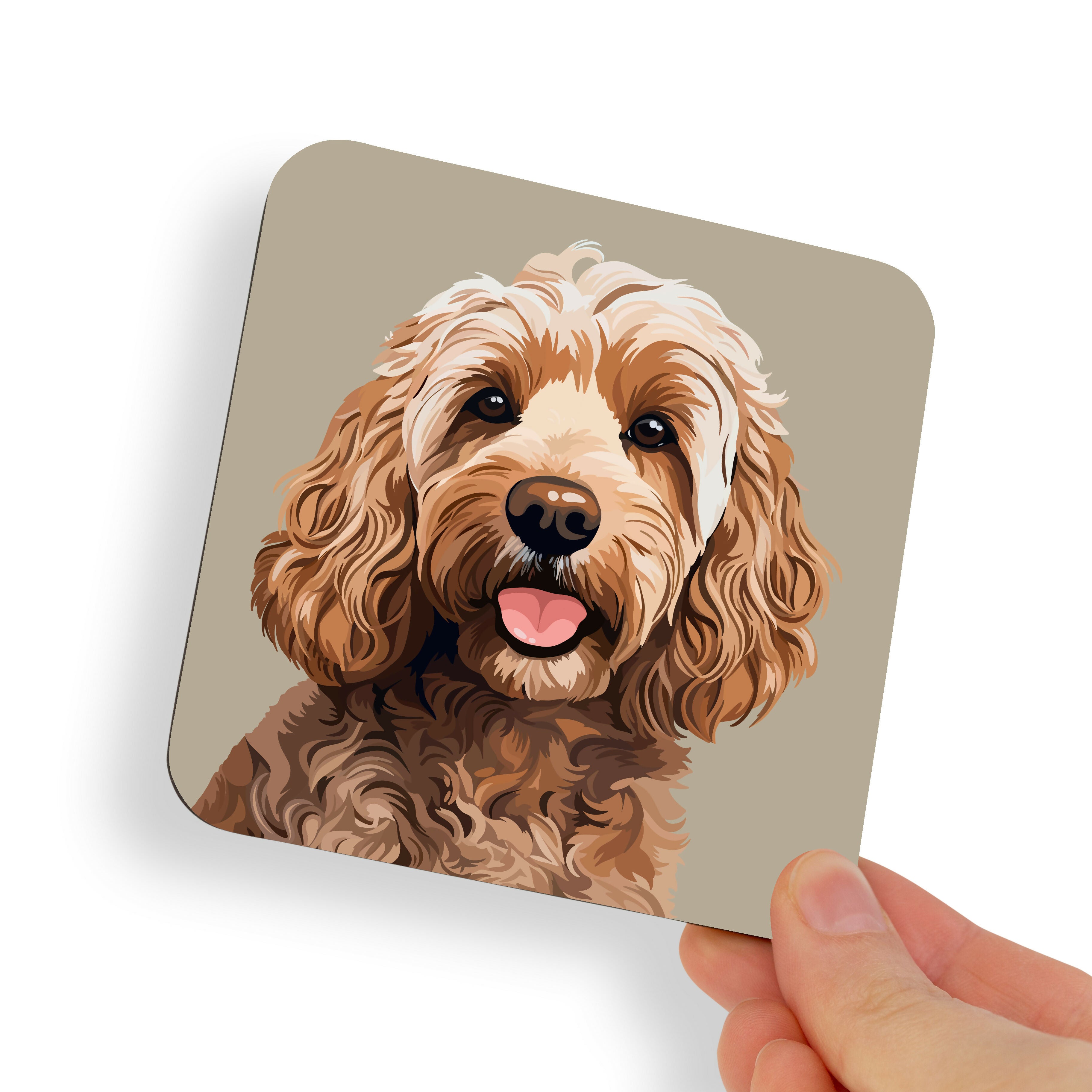 Cockapoo Beige Brown Dog Coaster