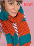 LONG COSY CHUNKY STRIPY SCARF - ORANGE & RAINFOREST BLUE