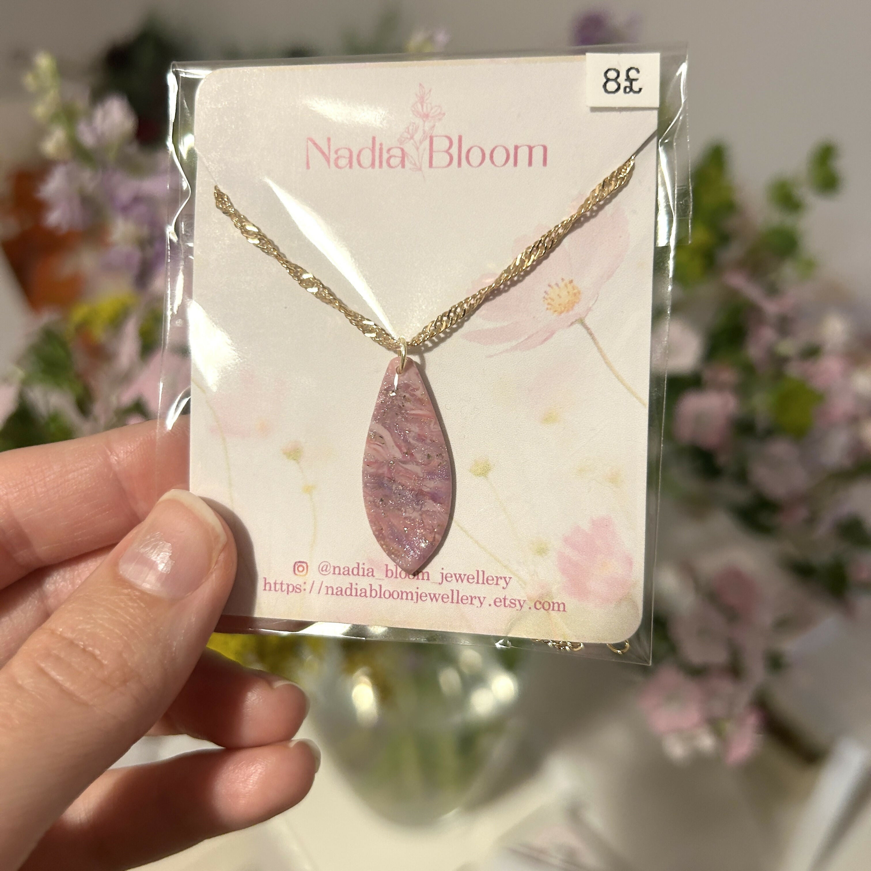 Pink Polymer Clay Necklace