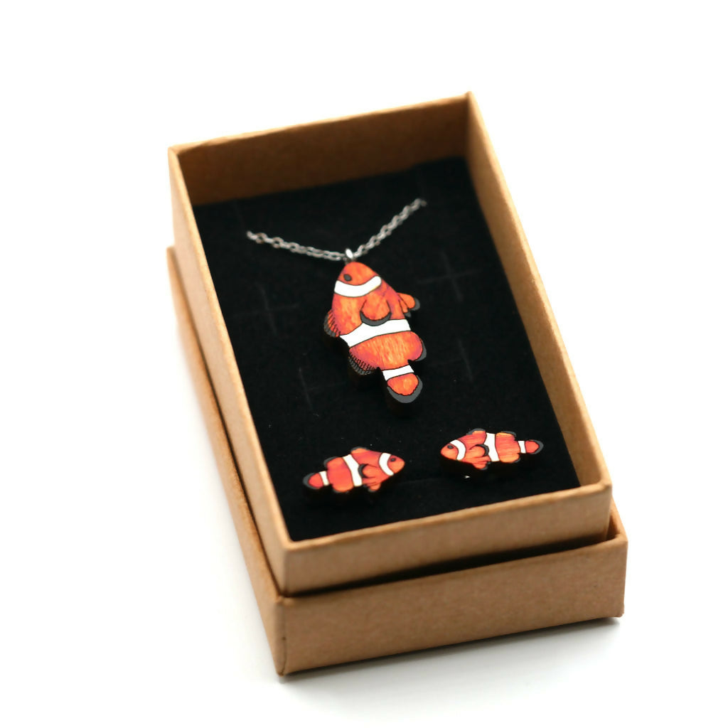Clown Fish Necklace and Stud Earrings Set