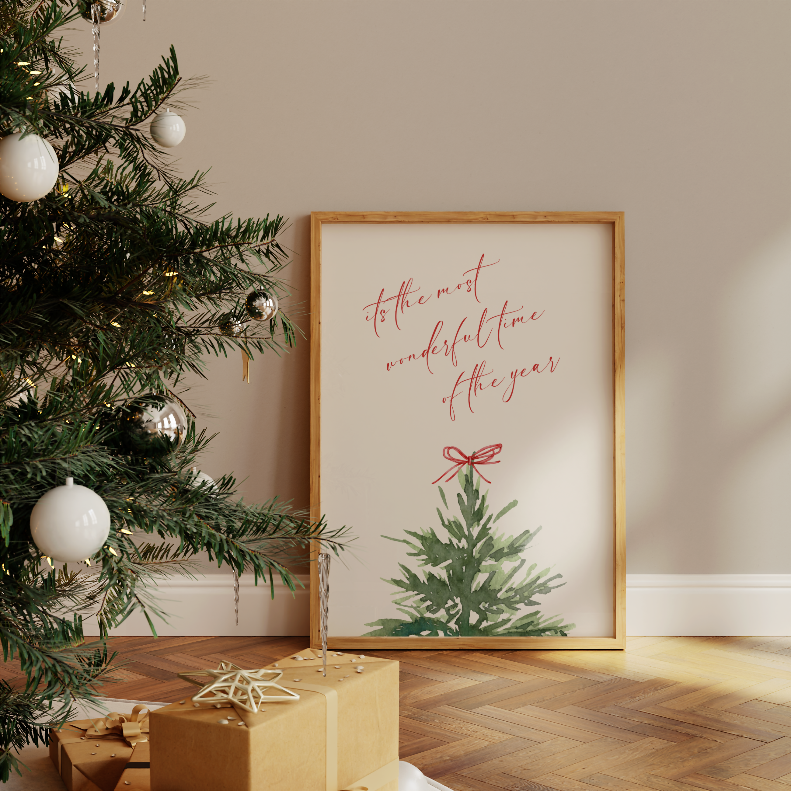 THE MOST WONDERFUL TIME OF THE YEAR CHRISTMAS WALL ART PRINT