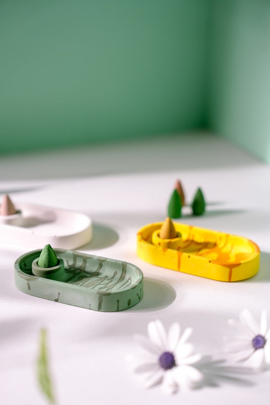 Incense cone holder and matches dish