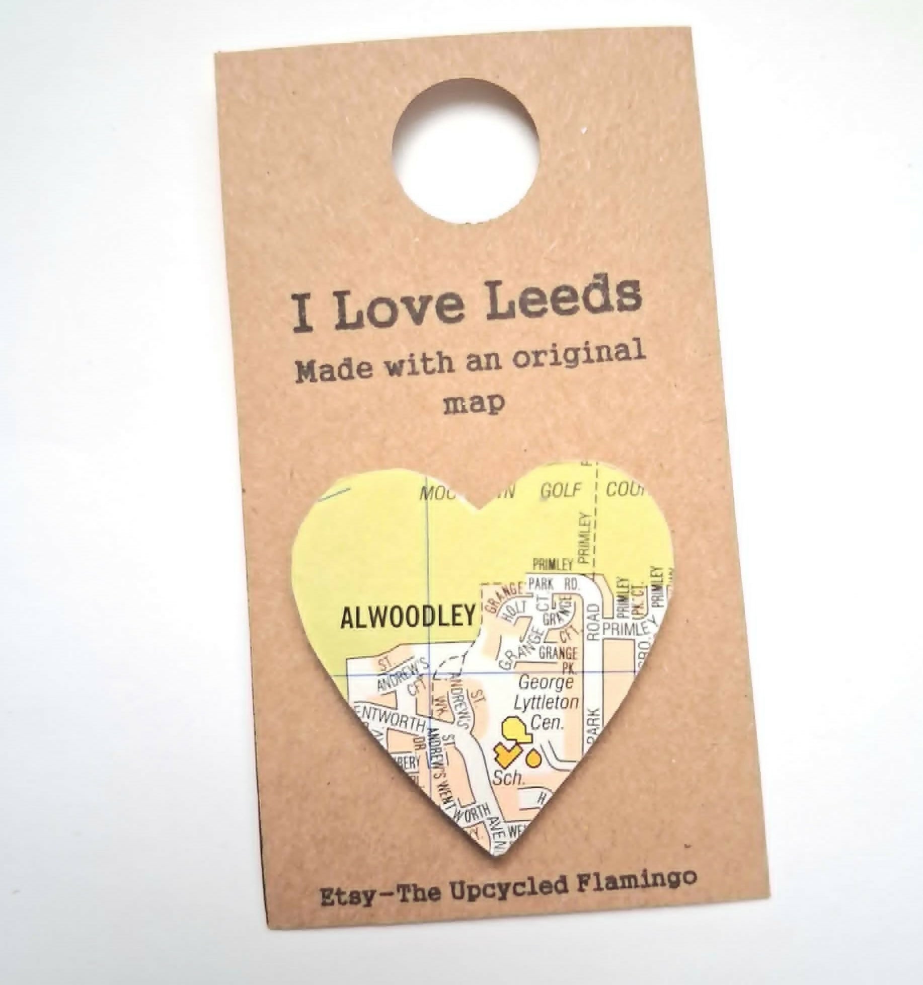 Heart Shaped Alwoodley Leeds Map Magnet