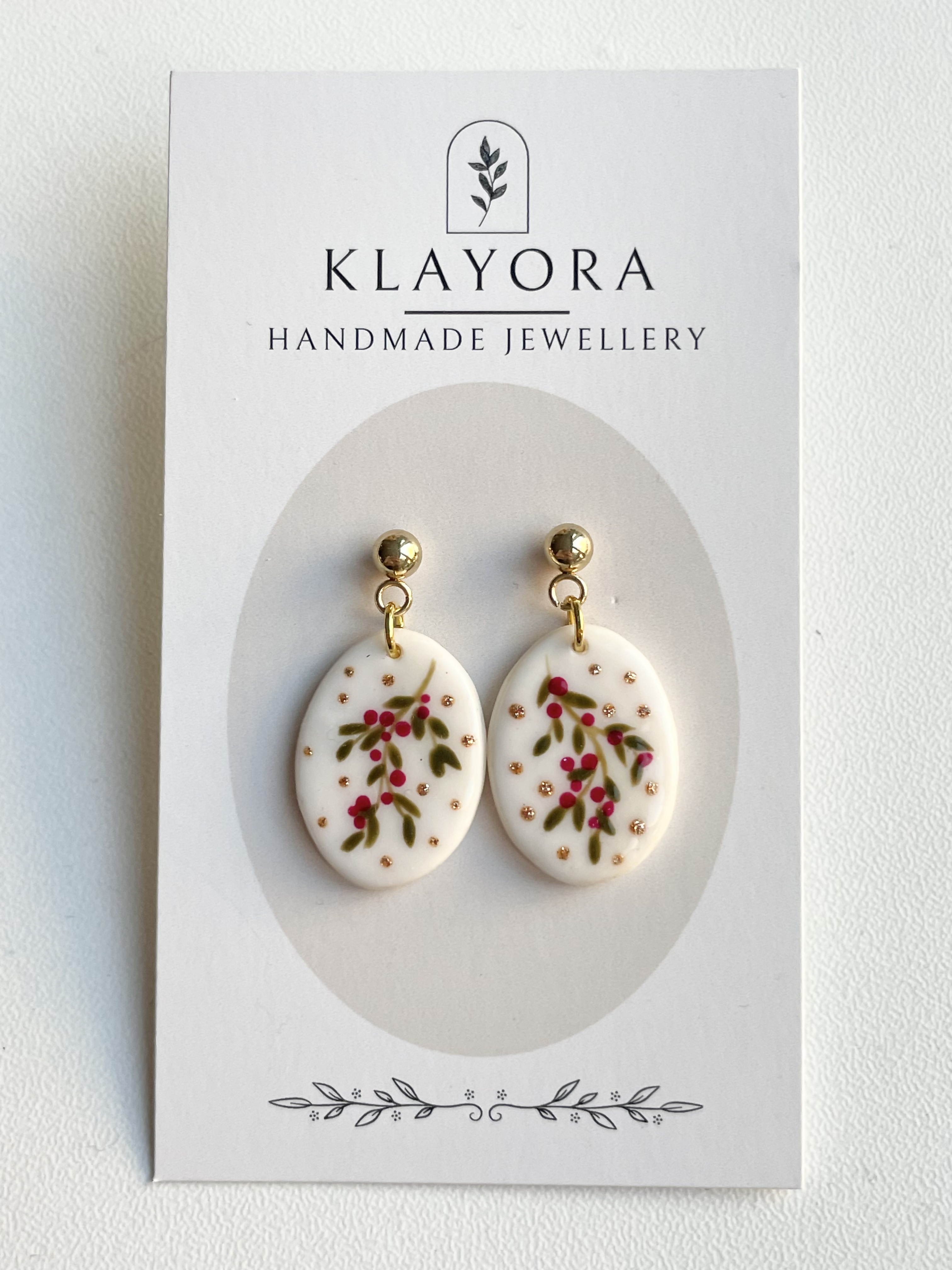 Christmas Polymer Clay Earrings With Gold Plated Fastenings