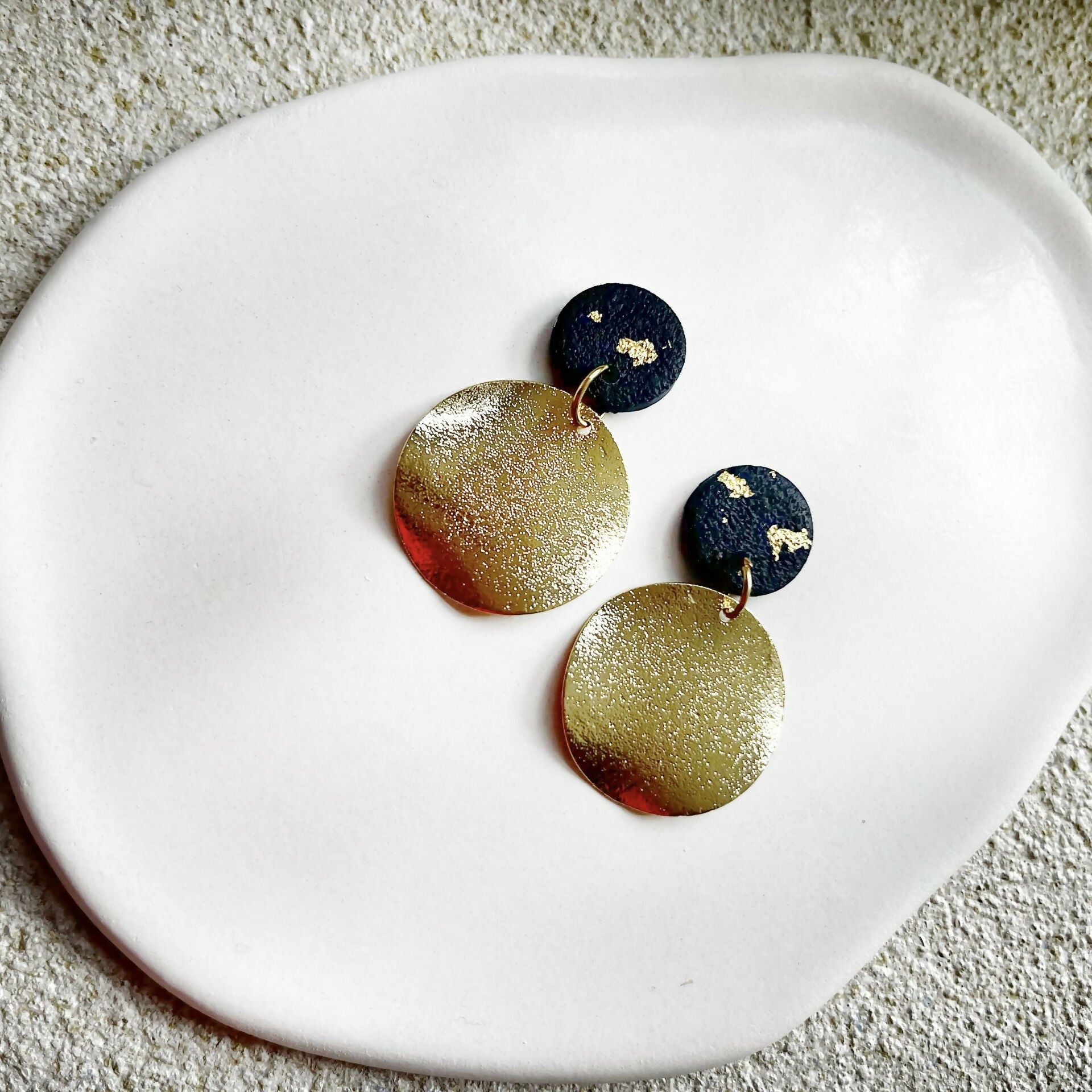 Hammered Disc Clay Earrings