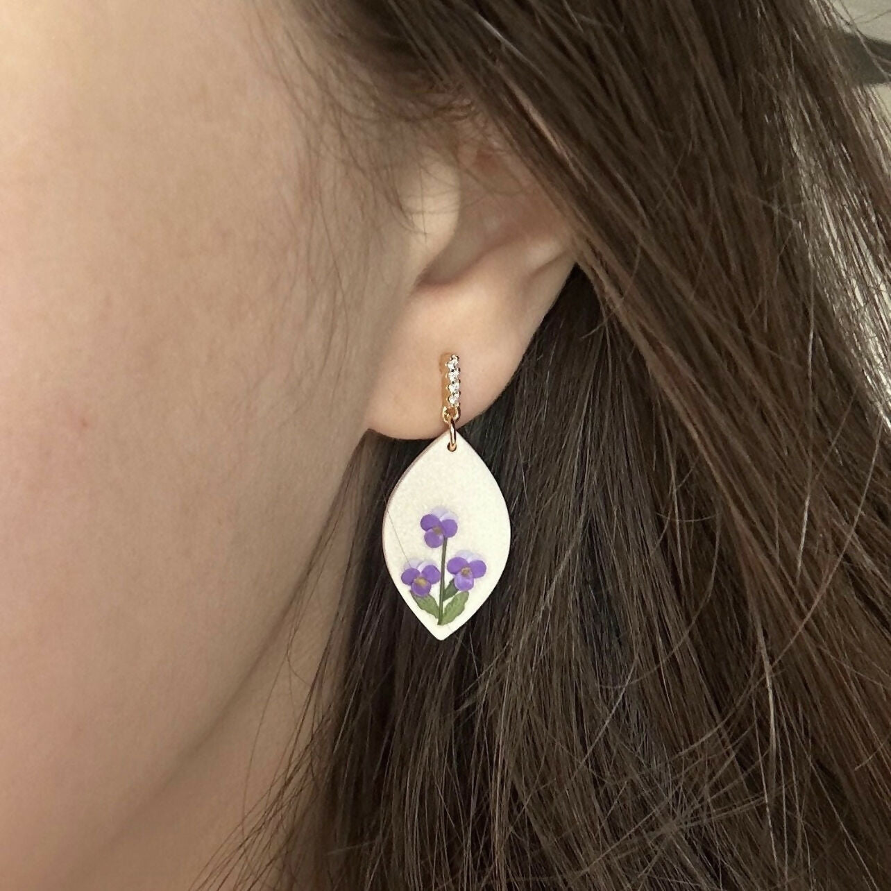 Purple Violet Flower Earrings