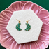 Elsa Teal Marble Effect Polymer Clay Moon Drop Earrings