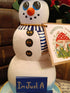 Handcrafted Whimsical Glitter Snowman Figurine with "I'm Just A Fool For Yule" Wooden Sign