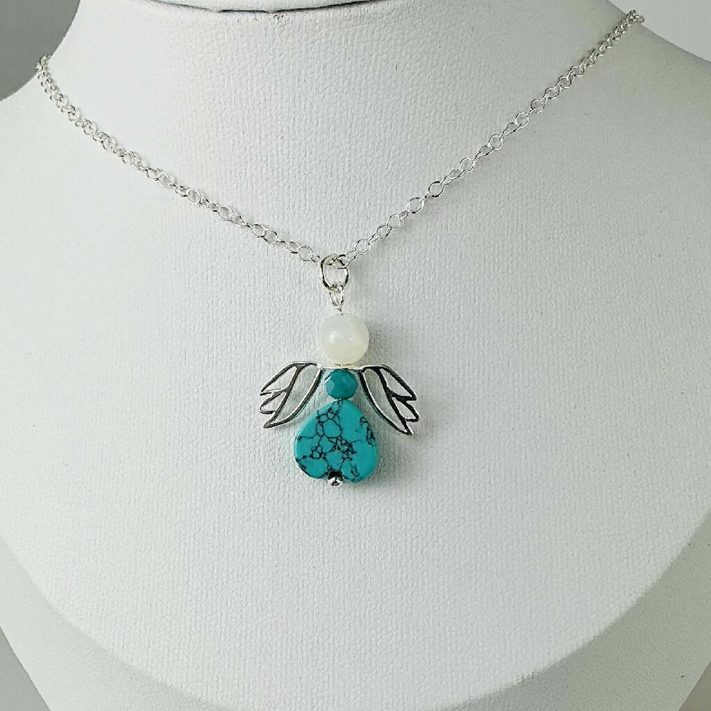 Sterling Silver Fairy / Angel Gemstone Necklace