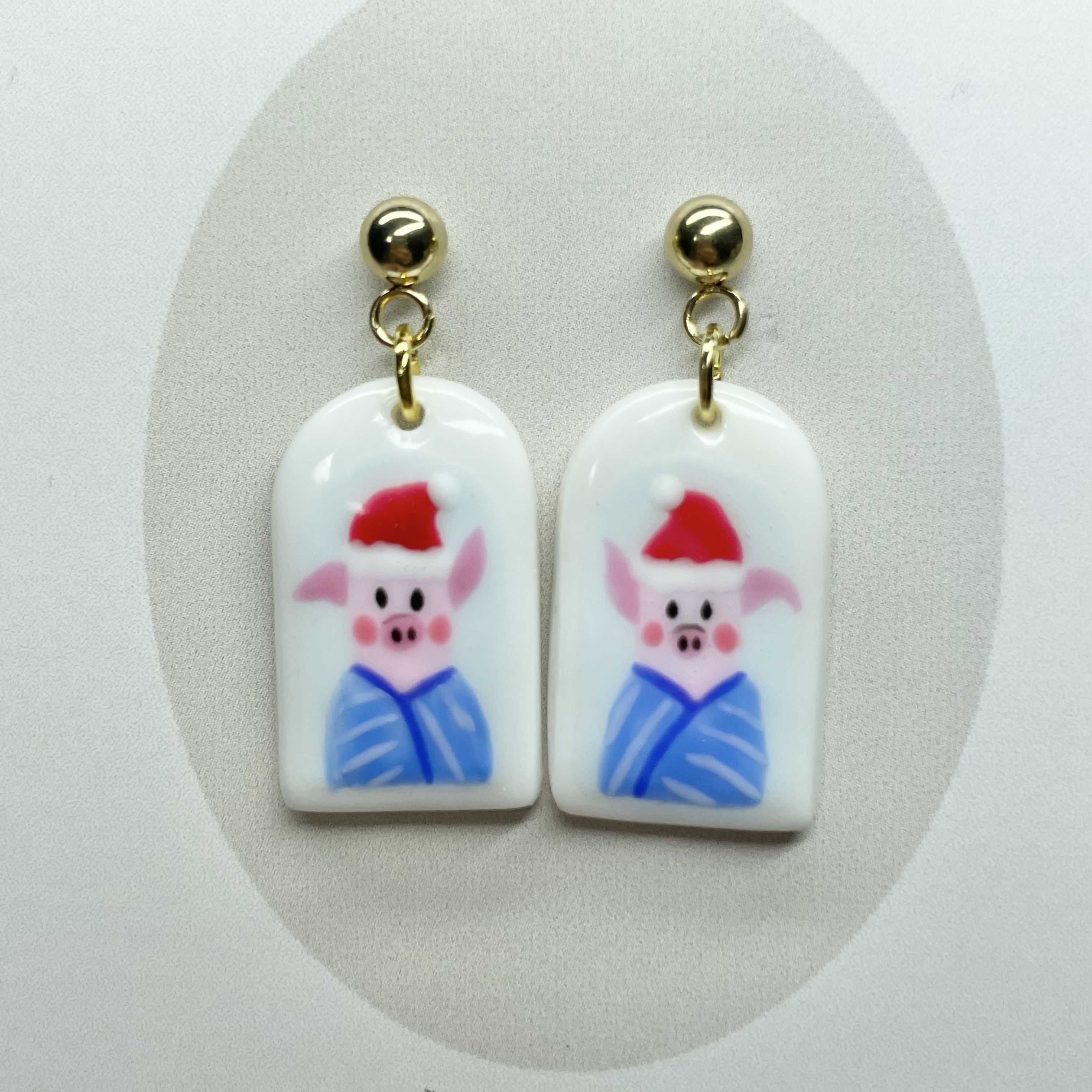 Polymer Clay Earrings With Gold Plated Fastenings