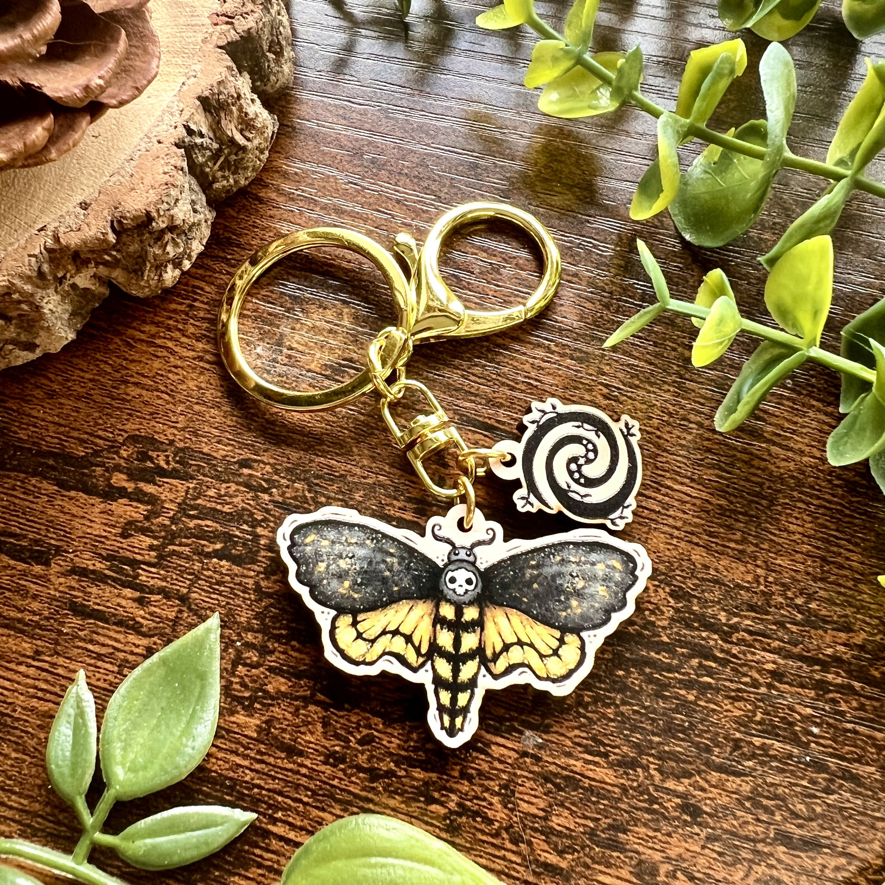 Death Moth Keyring | Maple Wood Accessory | Art & Soul