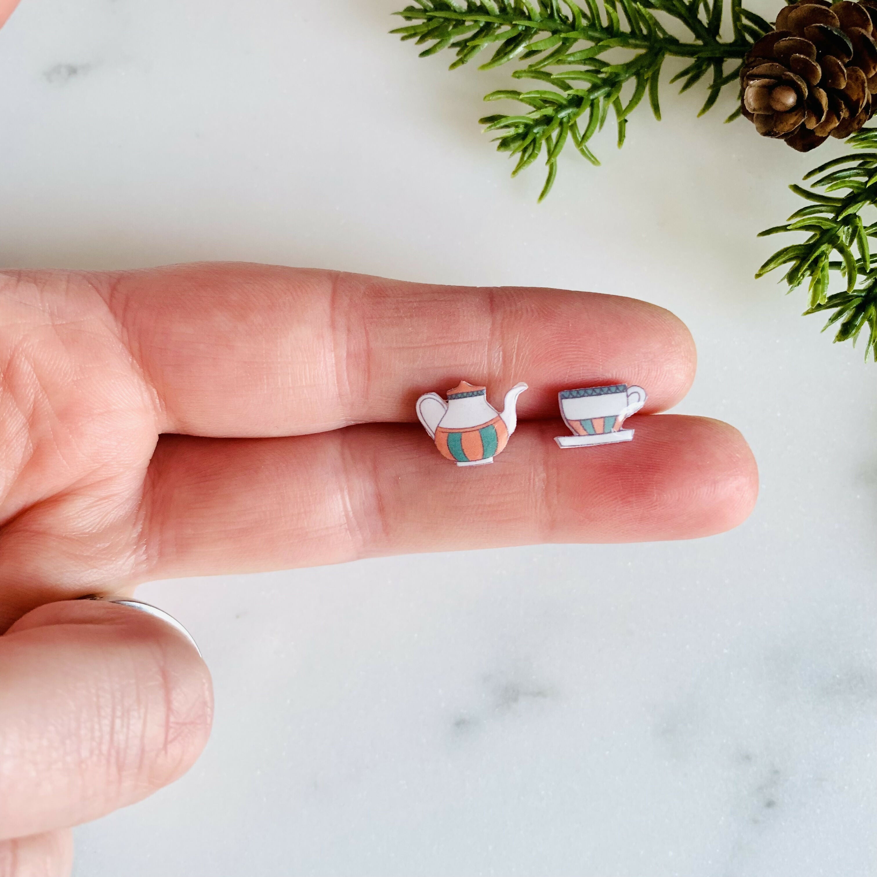 Teapot & Cup Mismatched Stud Earrings