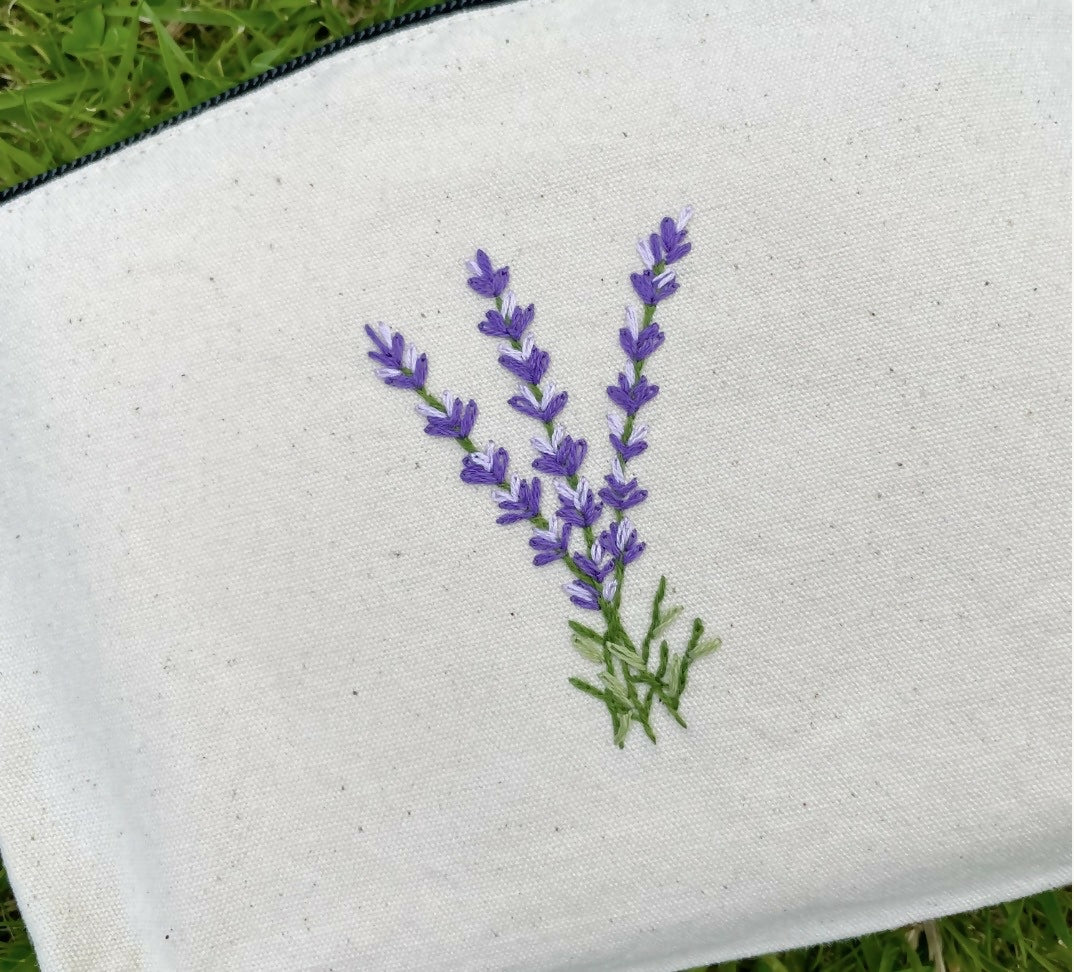 Lavender Hand Embroidered Pouch