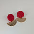 Red Geometric Earrings in Gold or Silver