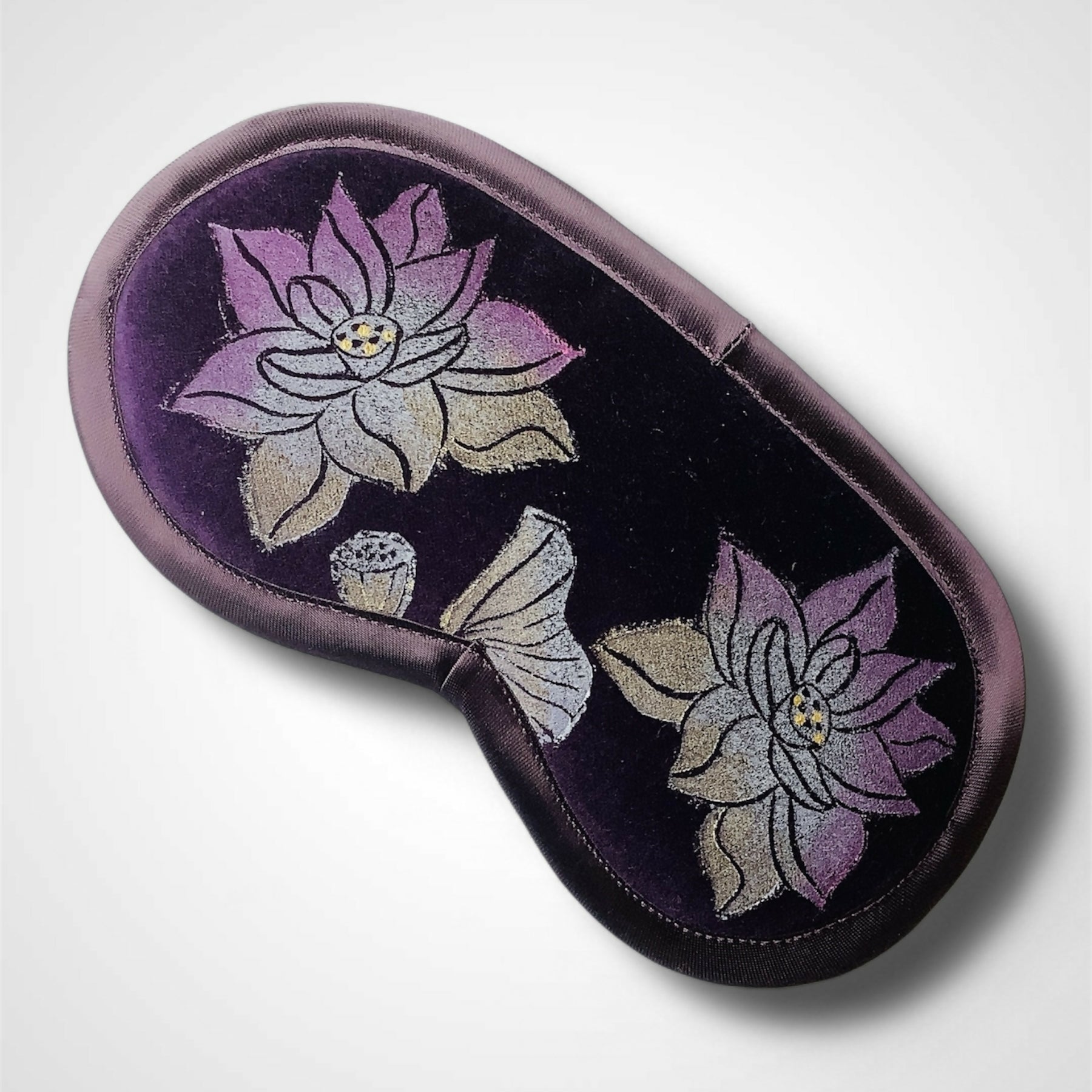 Lotus Flower Aubergine Velvet Lavender Eye Mask