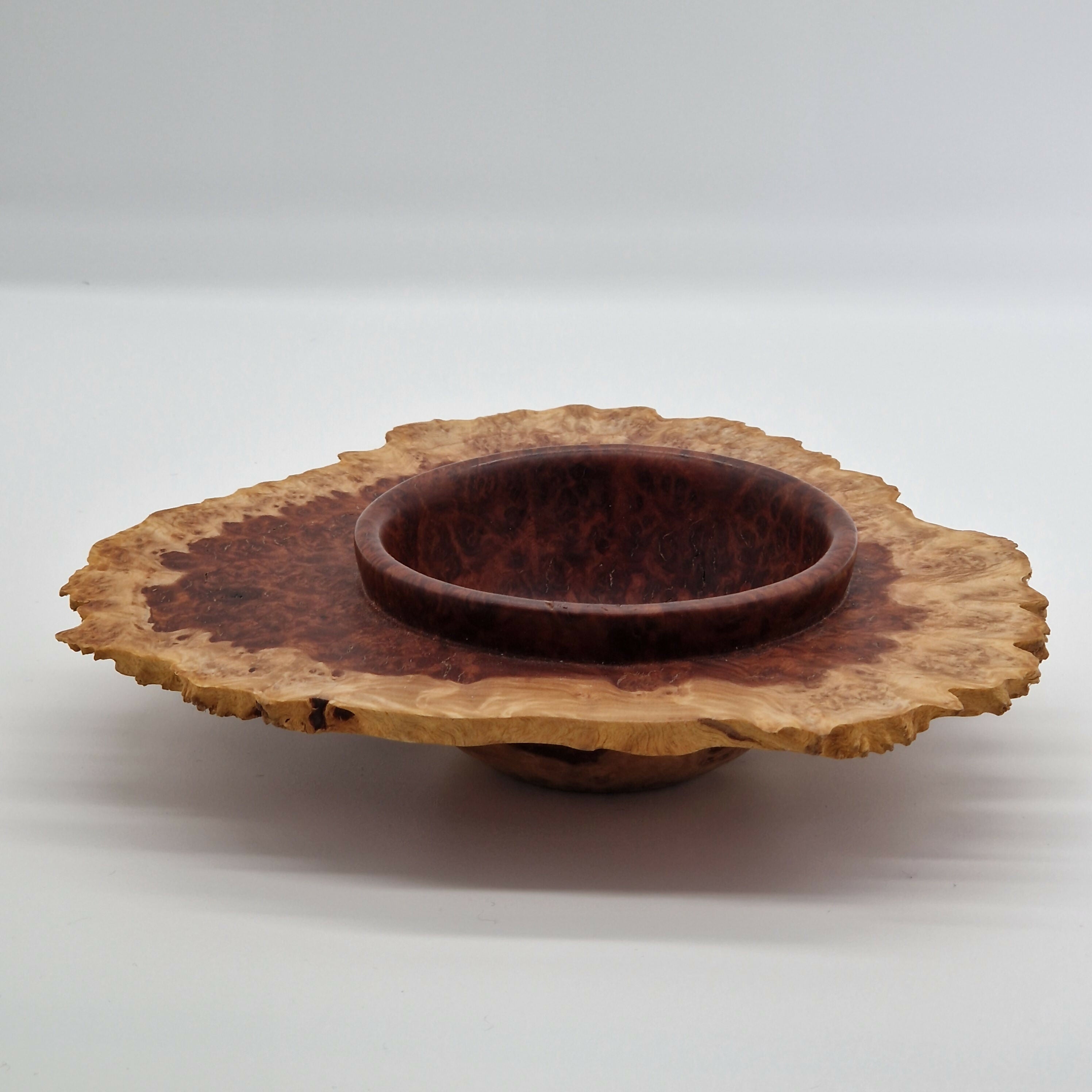 Hand Turned Natural Edged Winged Bowl made from Red Mallee Burr Wood