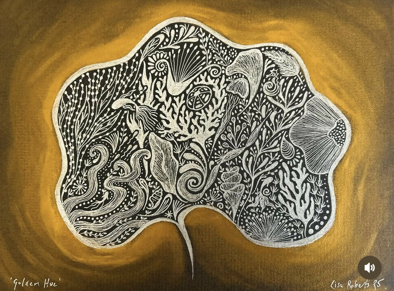 Hand Painted Framed Original Art Work ‘Golden Hue’