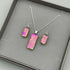 Pink Flower Dichroic Glass Necklace and Earrings Set - Sterling Silver, Handmade by Jade Tapson Glass.