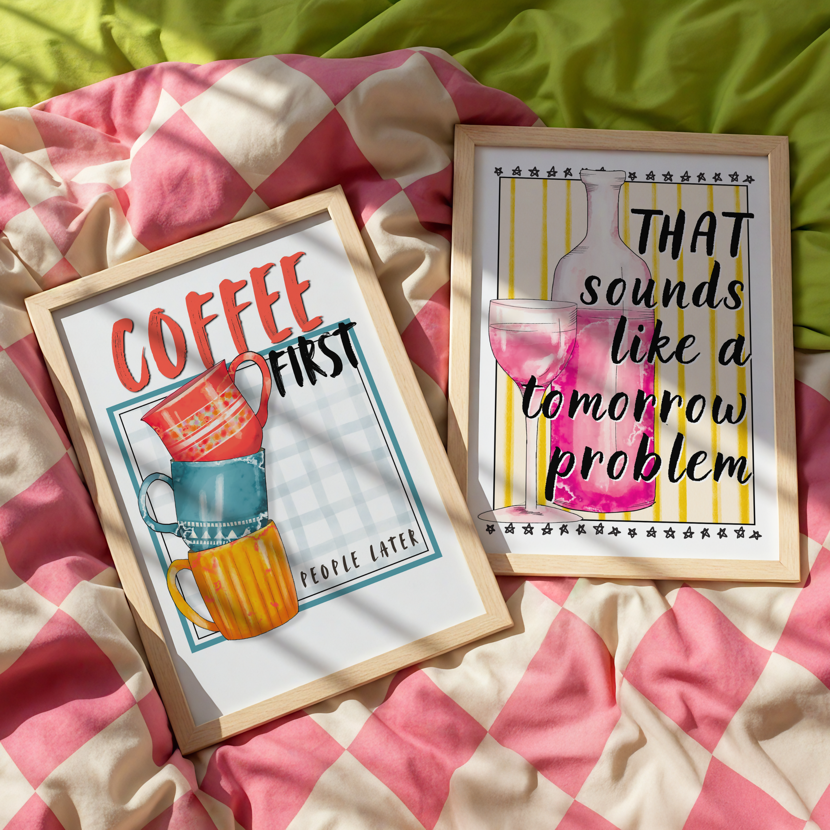 Funny Coffee Wall Art Print | Coffee First People Later Kitchen Poster