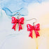 Handmade Red And Pink Dots Bow Resin Dangle Earrings