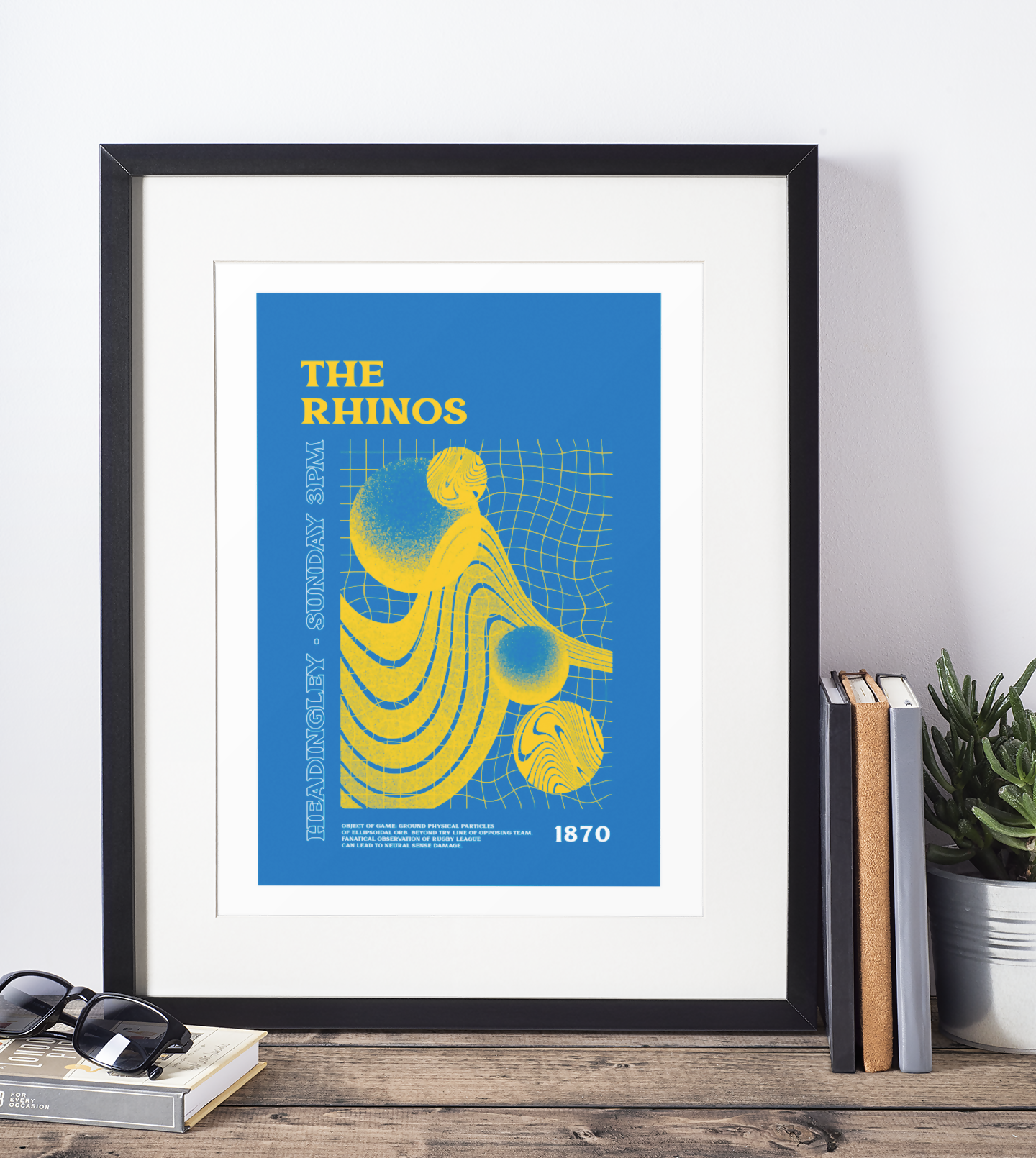 Leeds Rhinos Art Print PSYCHEDELIC Design in Blue