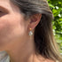 White Rose Drop Earrings with Green Leaf and Crystal Teardrop Detail