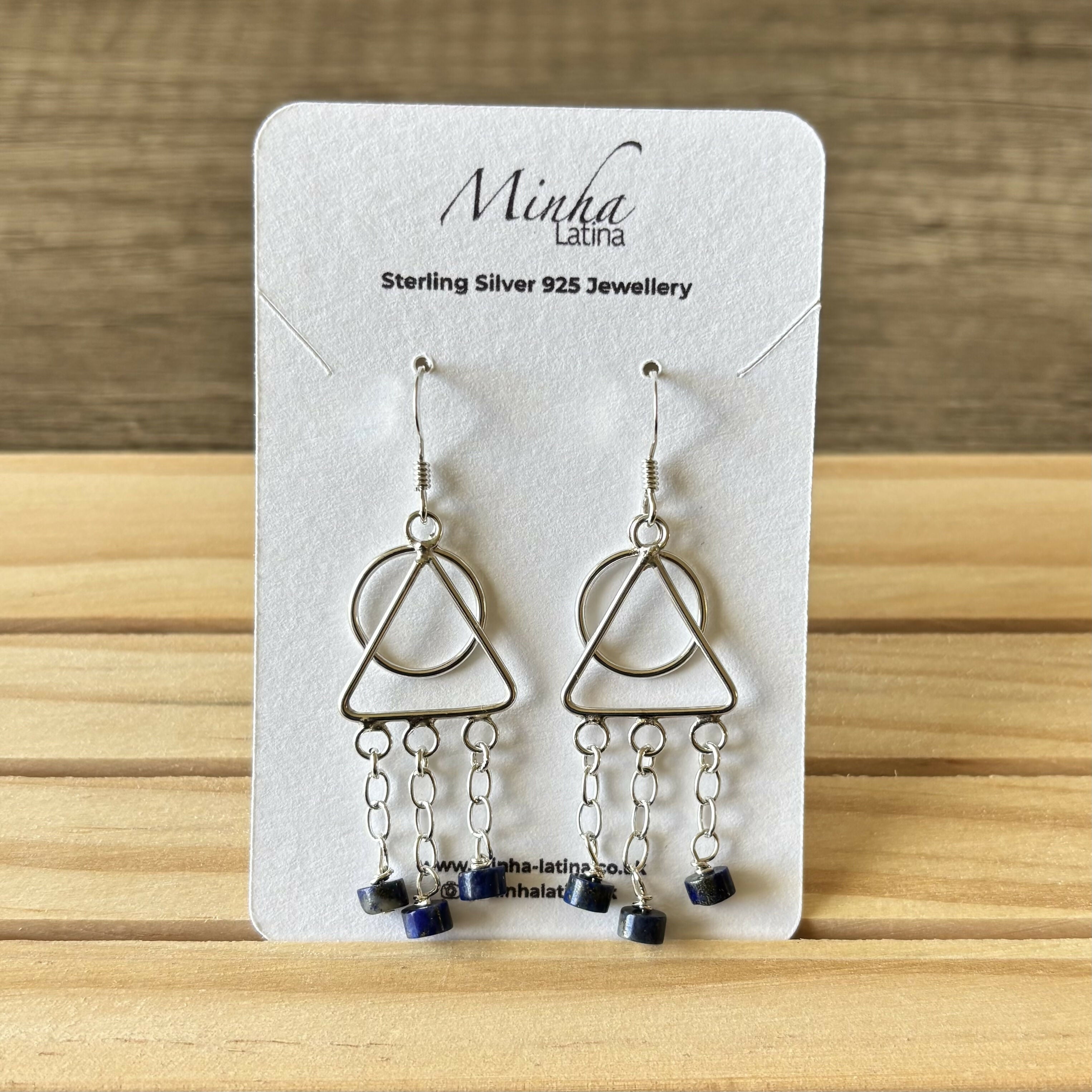 Sterling Silver Geometric Lapis Lazuli Earrings